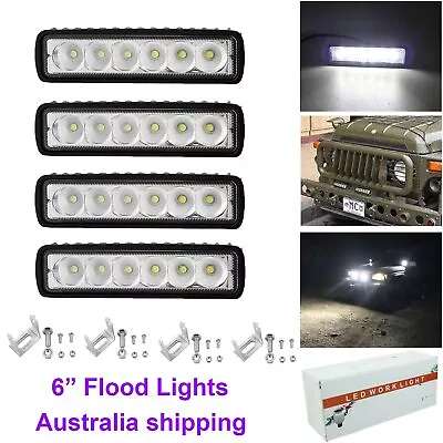 2Pairs 6  Inch LED Light Bar Driving Working Flood Beam Lamp Reverse Offroad 4x4 • $15.99