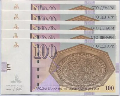 Macedonia 100 Denari 2013 P 16 UNC Lot 5 PCS • $16.25