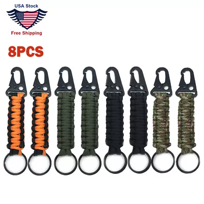 8PCS Survival Paracord Lanyard Keychain Cord W/Carabiner Outdoor Camping Hiking • $16.94