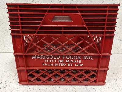 Marigold Foods Dairy Plastic Milk Crate Red Vintage VTG Texas 1989 89 1980s 80s • $35