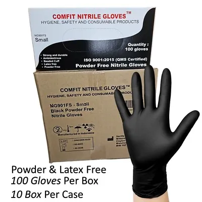 Black Nitrile Disposable Gloves Strong Heavy Duty Powder Free Car Mechanic • £7.99