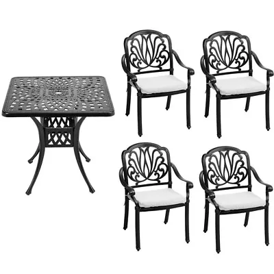 5 Piece Cast Aluminium Garden Bistro Set With 5cm Parasol Hole For Balcony Patio • £439.95