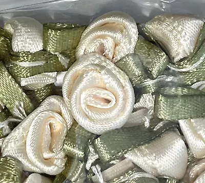 OFFRAY SMALL RIBBON ROSES CREAM Color  40 Per Pack Sewing Bow Craft NEW • $4.99