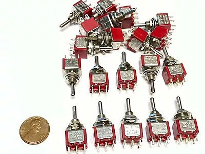 20 Pieces Momentary Mini Toggle Switch (ON)-OFF-(ON) 6 Pin 12vdc Dpdt 1/4 A5  • $29.05