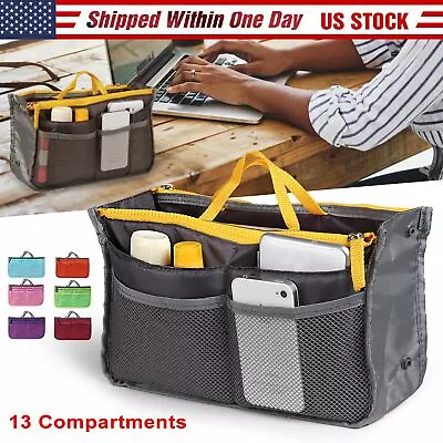 Women Lady Travel Insert Handbag Organiser Purse Large Liner Organizer Tidy Bag • $10.68