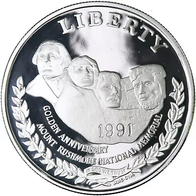 1991 S Mount Rushmore 50th Anniversary Proof Commem 90% Silver Dollar Coin • $43.73