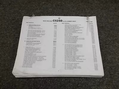 1977-1987 Mack Truck CS250 Midliner Parts Catalog Manual  1979 1980 1981 1982 • $279.44