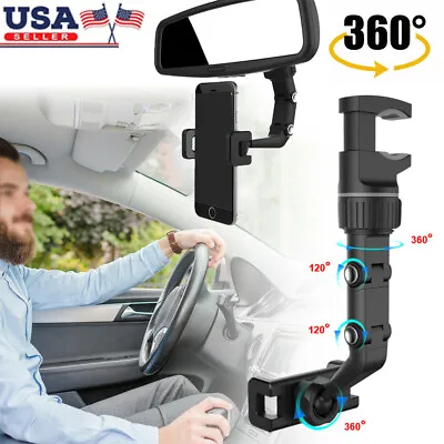 360° Universal Car Mount Holder Rear View Mirror Stand For Mobile Cell Phone GPS • $6.95