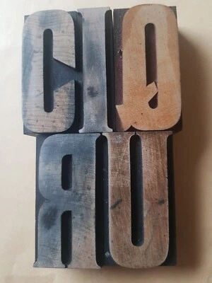 £6 • Buy WOODEN LETTERPRESS PRINTING BLOCKS TYPE 76mm High. Choose Your Letter C I Q R U