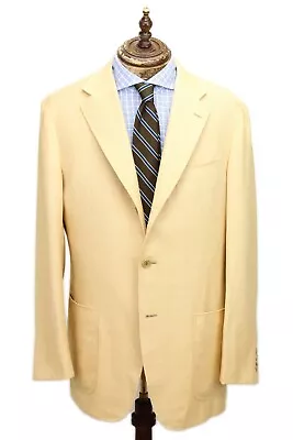 Mabro Uomo Peach Tan Wool Silk 3-Button Patch Pocket Sport Coat EU 50 Italy • $59.99