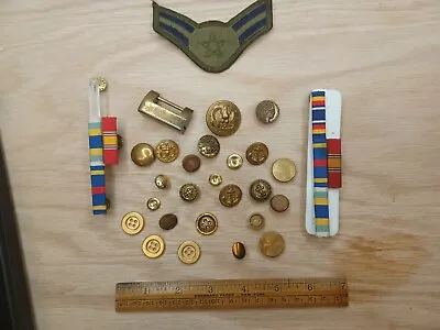 Vintage Military Buttons Patches Army Marines Old Military Memorabilia Lot • $35