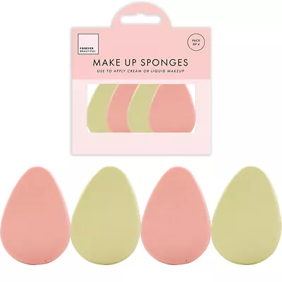 Teardrop Beauty Makeup Sponges Blenders Face Blending Applicators Pack Of 4 • £2.79