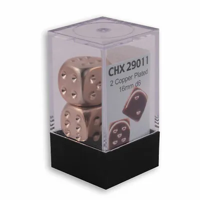 Chessex Metal Copper Plated 2 Dice Set - 6 Sided - 16mm D6 Dice Block • $4.49