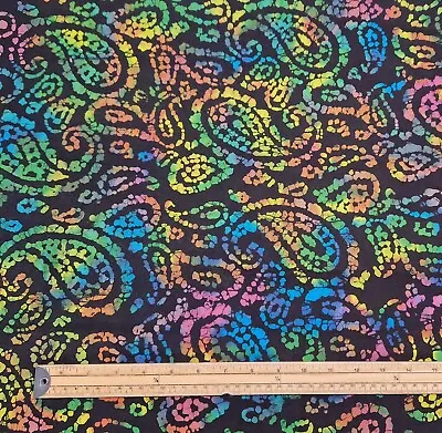 Batik Fabric Bright Hand-Dyed Cotton Multicolour Summer Dressmaking Material • £4.75