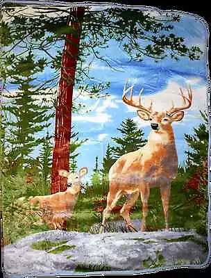 Two Deer Hunting Wilderness Full/Queen Mink Throw Blanket (78  X 94 ) • $58.88