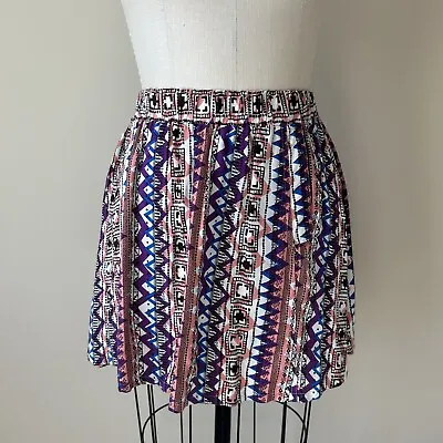 Forever 21 Tribal Print Flowy Detail Stretch Skirt With Pockets Size Medium • $9.99