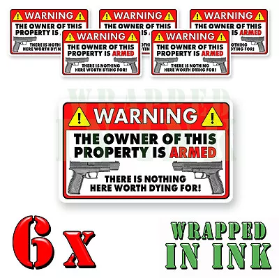 Video Surveillance Stickers Home Alarm Stickers WARNING RED REC. Decal 6 PACK • $4.99