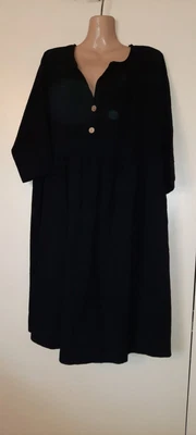 £7.75 • Buy BNIB Black Cotton Blend 3 X Button Front Flared Hem TUNIC Dress Size XL