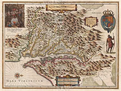 1630 Virginia Colonial Jamestown Historic Vintage Style Wall Map - 24x32 • $23.95