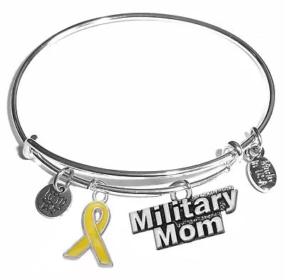 Military Mom Message Charm Expandable Bangle Bracelet • $9.99