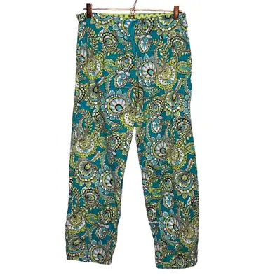 Vera Bradley Small S Green Peacock Paisley 100% Cotton Pajama Sleep Lounge Pants • $24.99