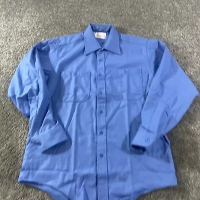 Vintage 50s Mens Work Shirt Military Uniform Union Made USA Blue Conqueror L • $21.99