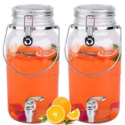 1 Gallon Glass Drink Dispensers For Parties2 Pack Beverage Dispenser With Spi... • $33.60