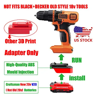 1x Adapter For Black & Decker 20v MAX Tools Work On Craftsman V20 Li-Ion Battery • $19.59