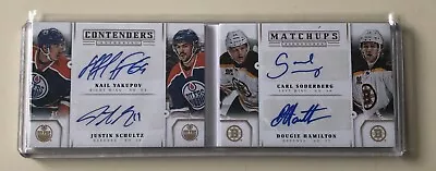 2013-14. Panini Contenders Auto Booklet.soderberg - Hamilton -yakupov - Schultz. • $24.99