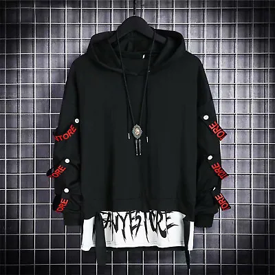 Mens Hoodie Fashion Pullover Letter Print Tracksuit Techwear Casual Coat Hip • $26.88