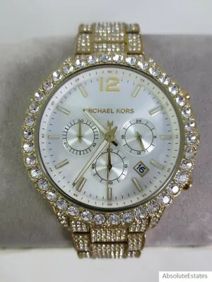 NEW Michael Kors Oversized Layton Gold Glitz Crystal Women's Watch MK6941 NIB • $187.99