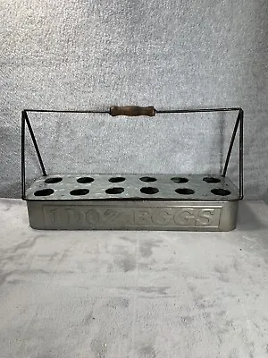 Country Rustic Galvanized Metal Egg Caddy Holder Carrier Easter Display Basket • $39.98