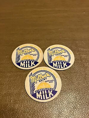 Lot Of 3 Miller’s Dairy Clear LakeIowa.Milk Caps  • $1