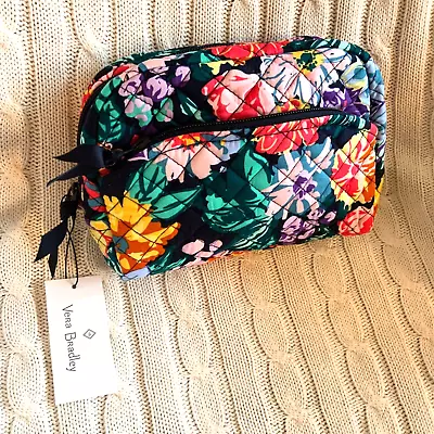 Vera Bradley Medium Cosmetic Bag Happy Blooms Floral Travel NWT MSRP $35 • $32.97