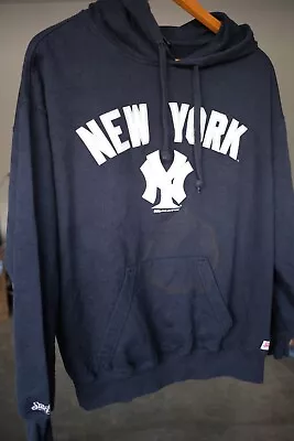 Stitches Athletic Gear Blue Pullover Hooded Sweatshirt New York NY Men Sz XL • $6.95