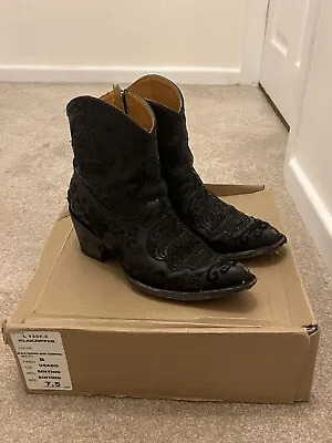 £180 • Buy R Soles Black Vesuvio Baby Cowhide Ankle Cowboy Boots