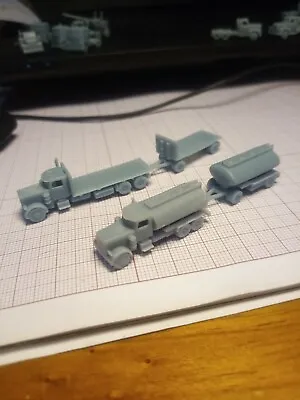 $30 • Buy Z Scale Train Miniature Peterbilt Flatbed And Tank Truck + Trailers