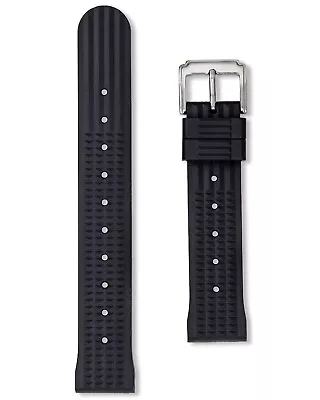Black Waffle Watch Strap Band - 20mm 22mm -  Seiko Style FKM Rubber With Tool • £19.95