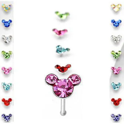 1pc Mouse Gem Nose Ring Stud Bone 20g Minnie Mickey Nostril Piercing Jewelry • $10.99