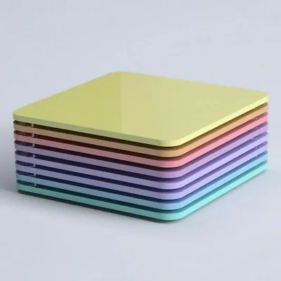 Set Of 4 Pastel Acrylic Coasters - Square Or Round - Outdoor Parties / Occasions • £8.74