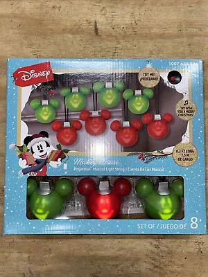 Disney Christmas Mickey Mouse Projection Green & Red Singing String Lights NIB • $22.49