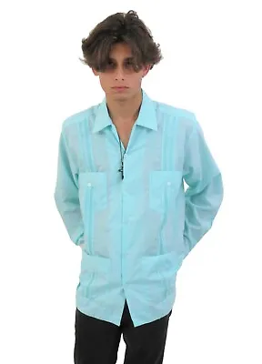 Traditional Long Sleeve Mexican Guayabera Wedding Shirt For Men • $42