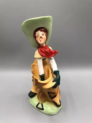 Vintage Napco Porcelain Cowgirl Figurine 8 In. HTF RARE Cowboy • $75