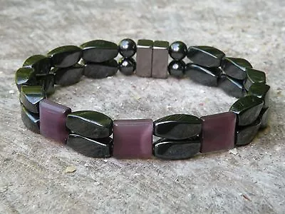 Men’s Women’s Magnetic Hematite Bracelet Anklet 2 Row AMETHYST • $46.99