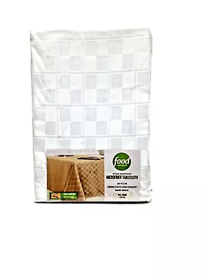 Tablecloth Food Network Microfiber 90” Round Seats 6-8 Wipes Clean White Linen • $24.95