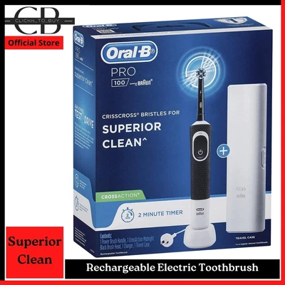 $50.39 • Buy New Oral-b Pro 100 Crossaction Rechargeable Electric Toothbrush Midnight Black