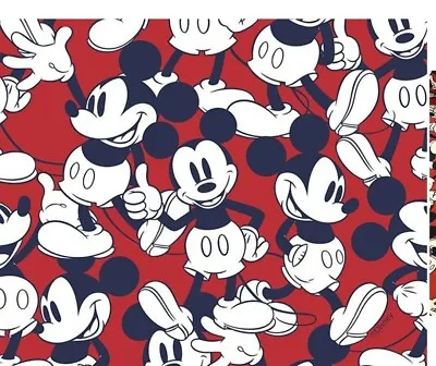 1 MTR. LITTLE JOHNNY DISNEY  HAPPY MICKEY MOUSE 100 % Cotton FabriC 60 W. • £9.99