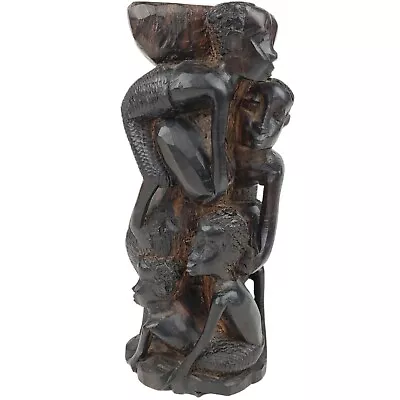 African Iron Wood Carving Tree Of Life Sculpture Tanzania Ujamaa Makonde • $79.95