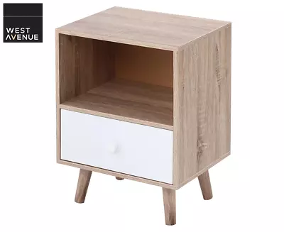 1-Drawer + Shelf Bedside Table - White/Natural • $38.33