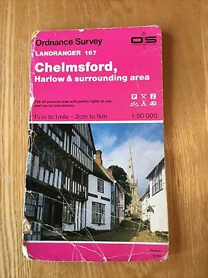1988 Ordnance Survey Landranger Map 167 Chelmsford And Harlow (incl Braintree ) • £4.50